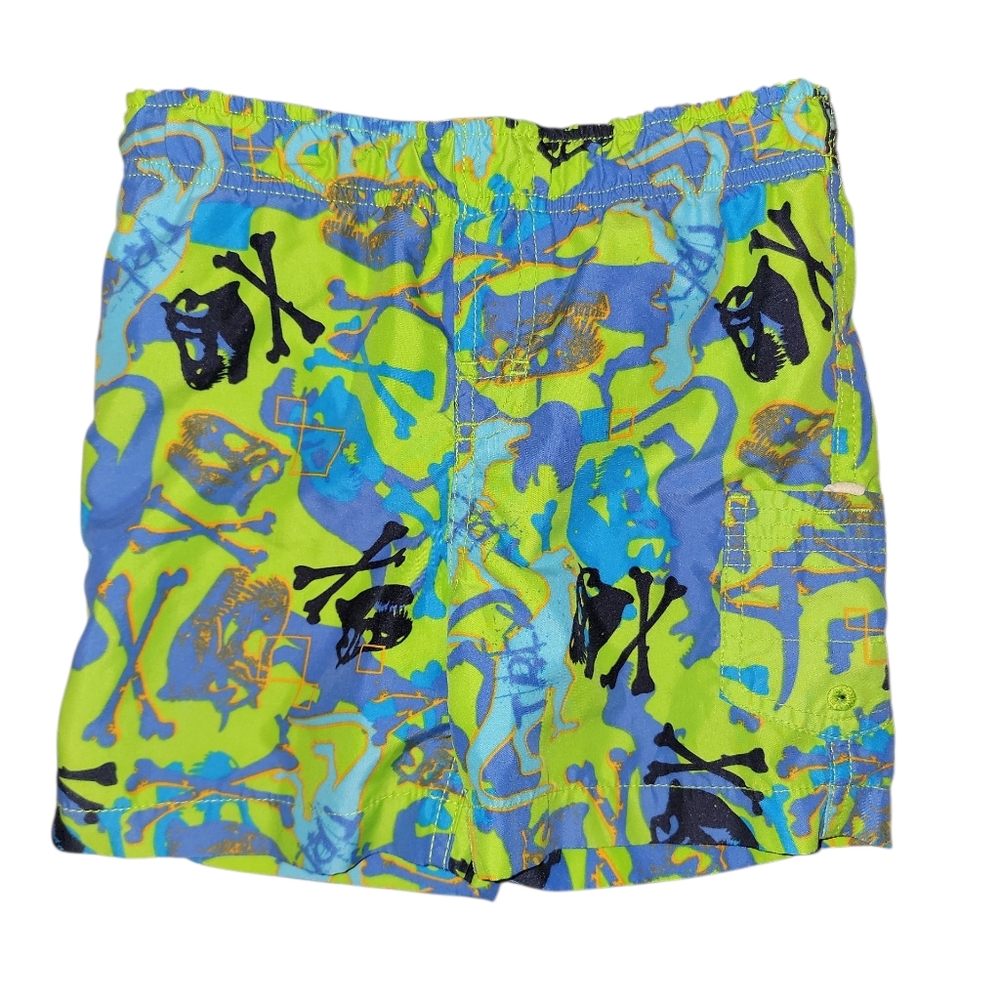 J. Khaki Size 4T Dinosaur Skull Swim Trunks